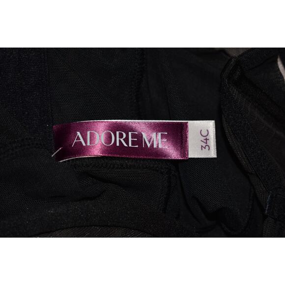 ADORE ME NEW $65 Black Sheer Mesh Bustier Garter Lingerie 34C - Picture 3 of 3